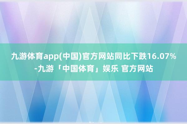 九游体育app(中国)官方网站同比下跌16.07%-九游「中国体育」娱乐 官方网站