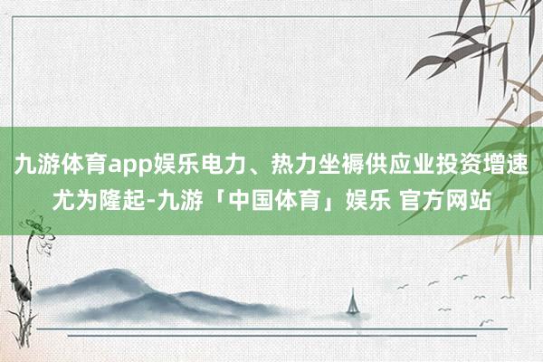 九游体育app娱乐电力、热力坐褥供应业投资增速尤为隆起-九游「中国体育」娱乐 官方网站